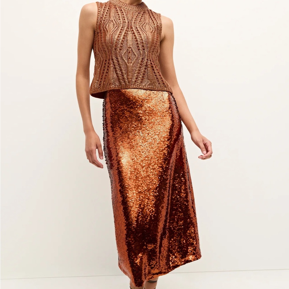 Marie Oliver Bronze Sequin Midi Skirt NWT Size 8